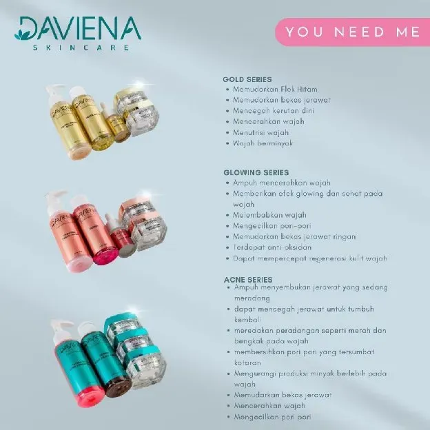 DAVIENA SKINCARE GLOWING SERIES - ACNE SERIES - GOLD SERIES