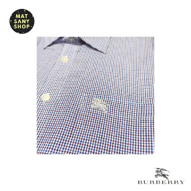 Kemeja Kasual Formal Burberry Vintage Short Sleeve Kotak Kotak Lawas