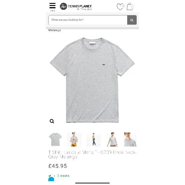 Kaos LACOSTE grey colour Cotton Pima Size S