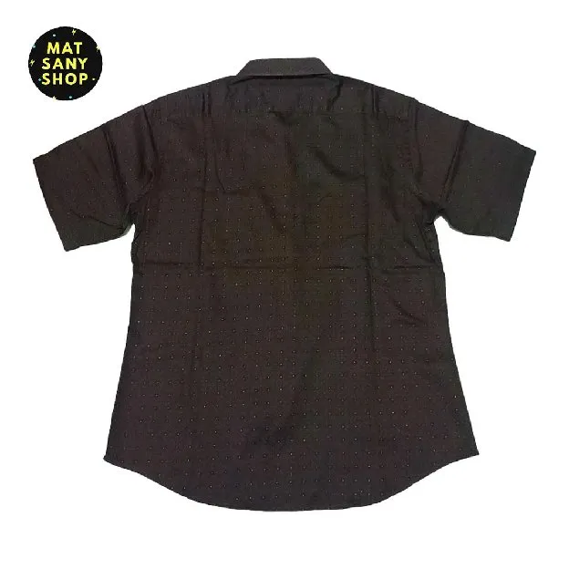 Kemeja Formal Kasual Harry Martin Slim Fit Short Sleeve Merah Marun Lengan Pendek