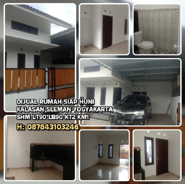 DIJUAL RUMAH SIAP HUNI DI KALASAN SLEMAN YOGYAKARTA. SHM LT90 LB90 KT2 KM1