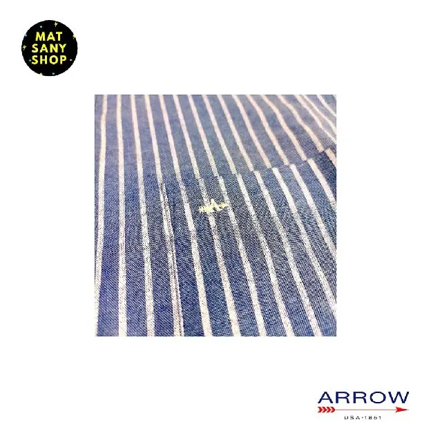Kemeja Kasual Kantor Kerja Lengan Pendek Arrow USA Biru Garis Garis Stripes Short Sleeve