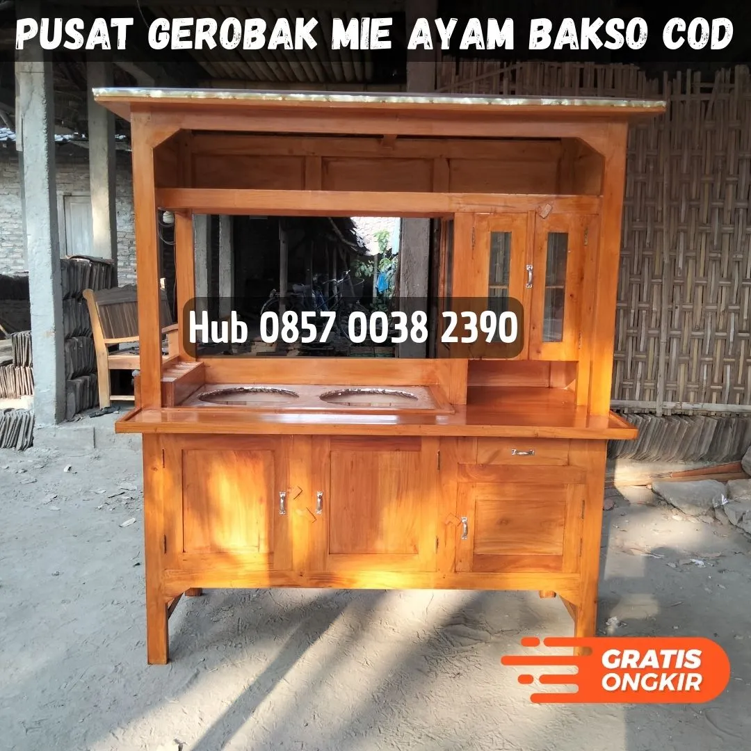 Pembuat Rombong gerobak mie ayam depan rumah Kec Gondanglegi Malang Bayar COD Free Ongkir