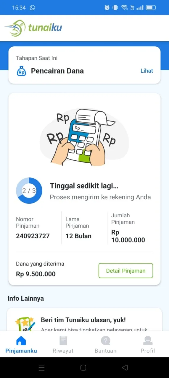 Cara pembatalan pinjaman Tunaiku