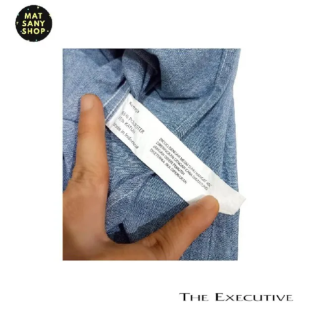 Kemeja Denim Jeans The Executive Lengan Pendek Biru Formal