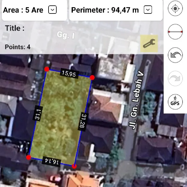 Dijual 5 are, Jl. Gunung Lebah Monang Maning Tegal Kertha Denpasar