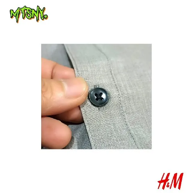 Kemeja Slim Fit Kasual Kerja HNM H&M Easy Iron Lengan Pendek
