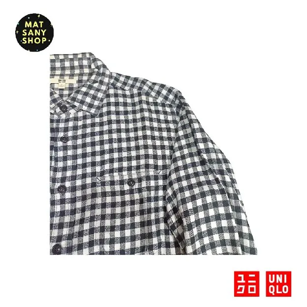 Kemeja Flanel Lengan Panjang Uniqlo Pola Checker Board Kotak