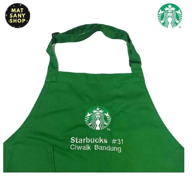 Celemek Green Apron Starbucks Coffee Ciwalk Bandung Vintage