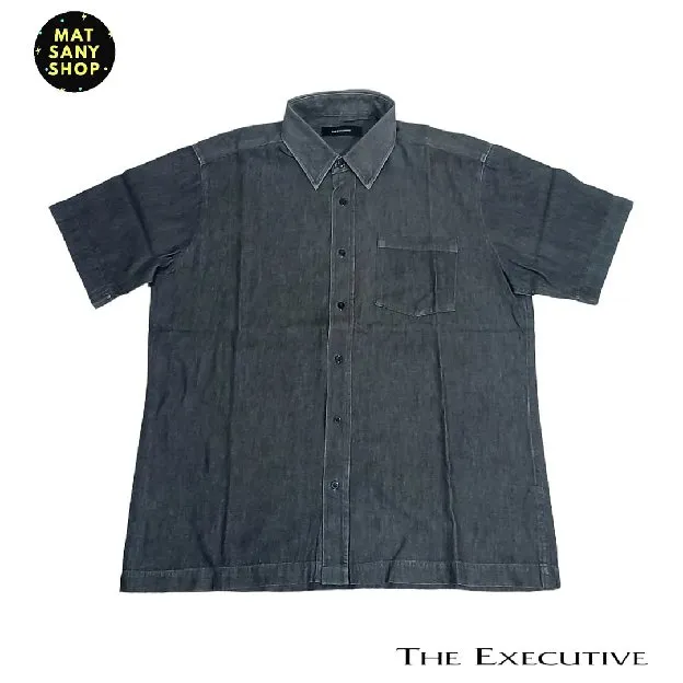 Kemeja Denim Jeans Lengan Pendek The Executive Kasual Formal