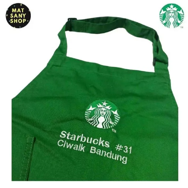 Celemek Green Apron Starbucks Coffee Ciwalk Bandung Vintage
