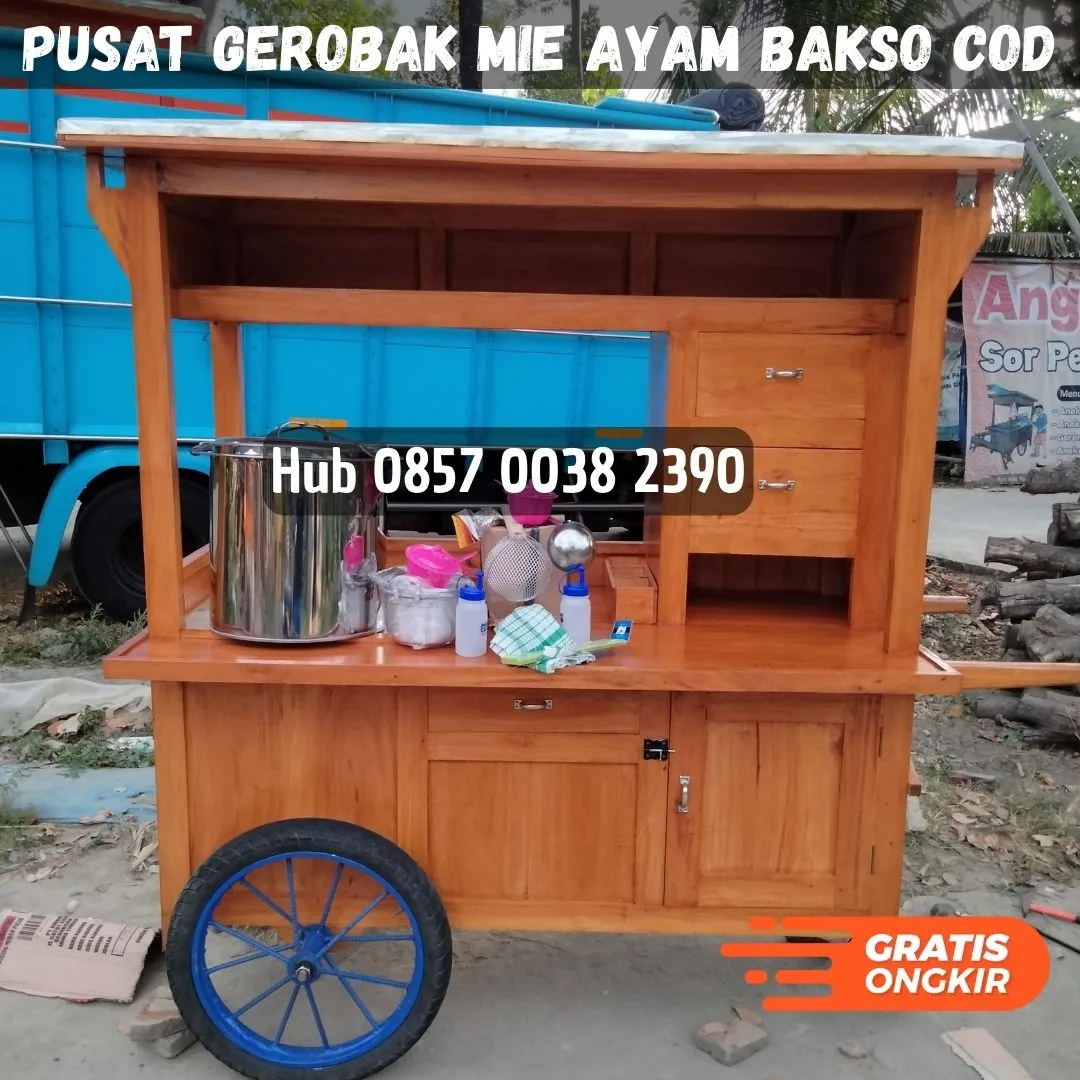 Pusat Rombong gerobak mie ayam 1 set Kec Tumpang Malang Bayar COD Free Ongkir