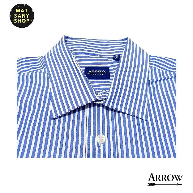 Kemeja Lengan Panjang Kasual Kantor Formal Arrow Garis Garis