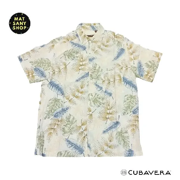 Kemeja Pantai Hawai Floral Lengan Pendek Cubavera Vintage
