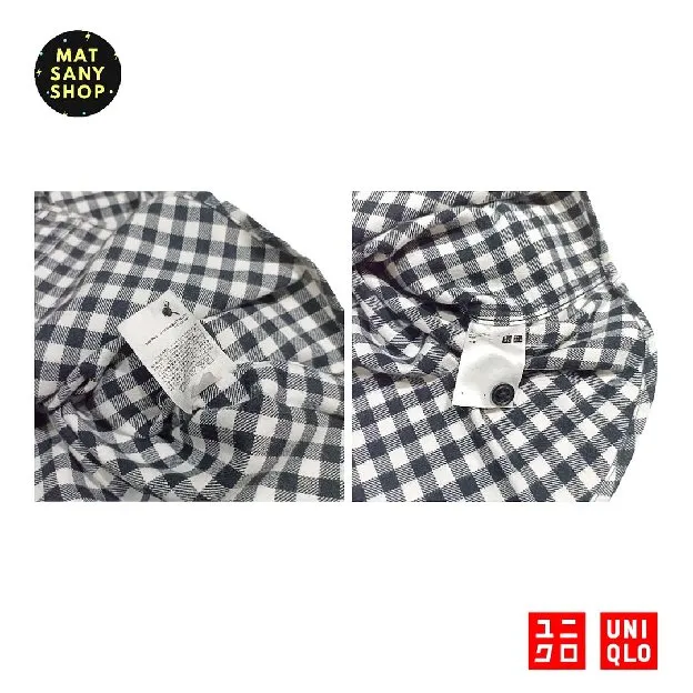 Kemeja Flanel Lengan Panjang Uniqlo Pola Checker Board Kotak