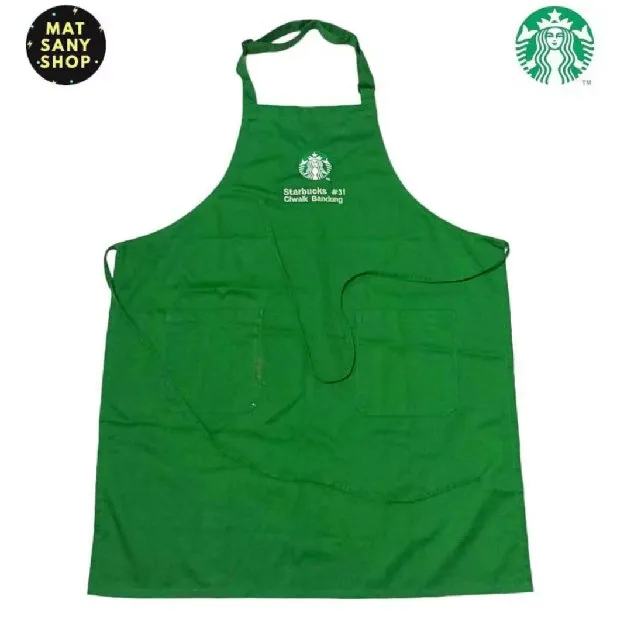 Celemek Green Apron Starbucks Coffee Ciwalk Bandung Vintage