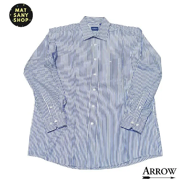 Kemeja Lengan Panjang Kasual Kantor Formal Arrow Garis Garis