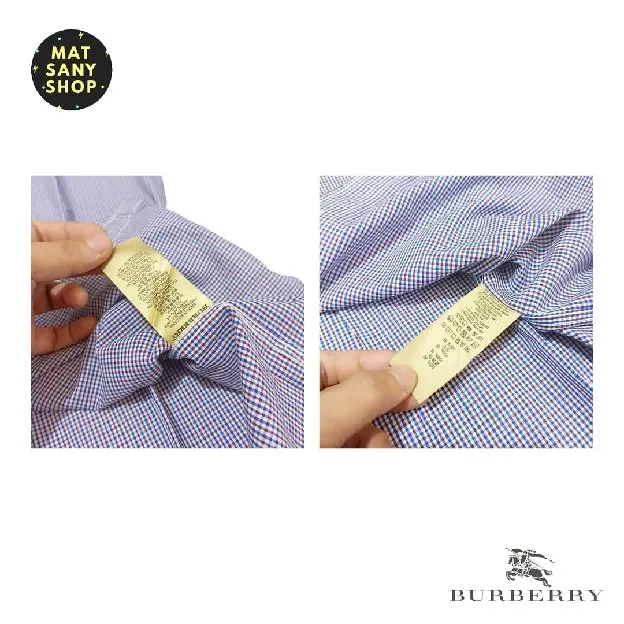 Kemeja Kasual Formal Burberry Vintage Short Sleeve Kotak Kotak Lawas
