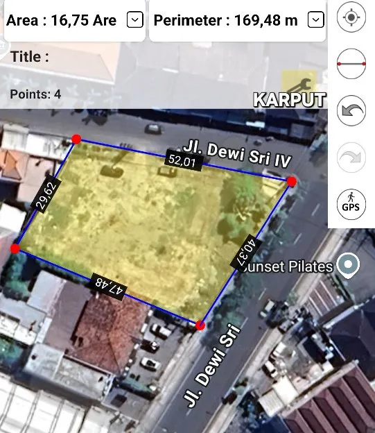 Dijual 16,75 are, Jl. Dewi Sri Legian Seminyak Sunsetroad Kuta