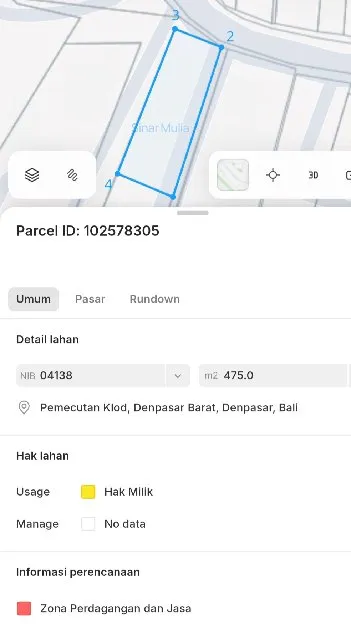 Dijual 4,75 are, FREE RUKO, Jl. Gunung Soputan Pemecutan Klod Denpasar
