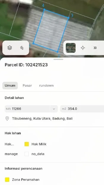 Dijual 3,52 & 3,54 are, Jl. Raya Padonan Tibubeneng Dalung Kuta Utara