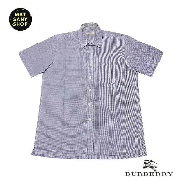 Kemeja Kasual Formal Burberry Vintage Short Sleeve Kotak Kotak Lawas