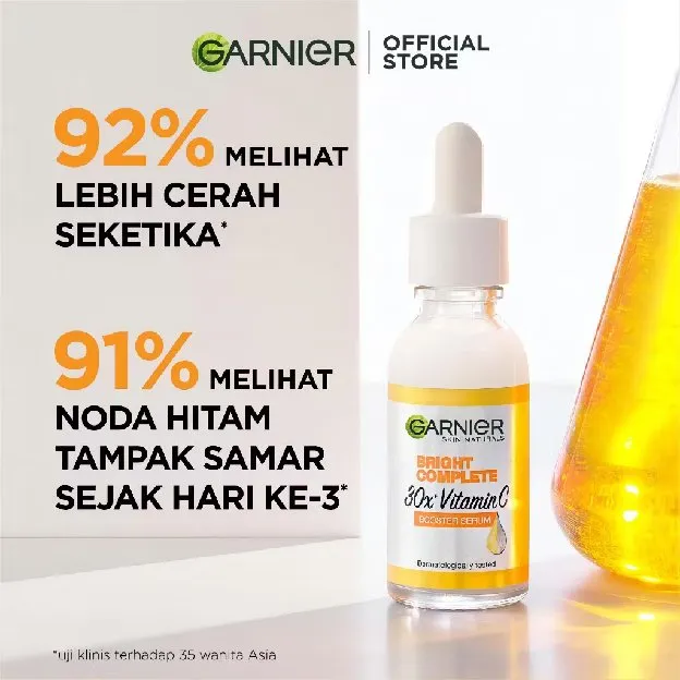 Garnier Bright Complete Vitamin C 30x Booster Serum 30 ml Skin Care 30ml Cepat Cerahkan Noda Hitam