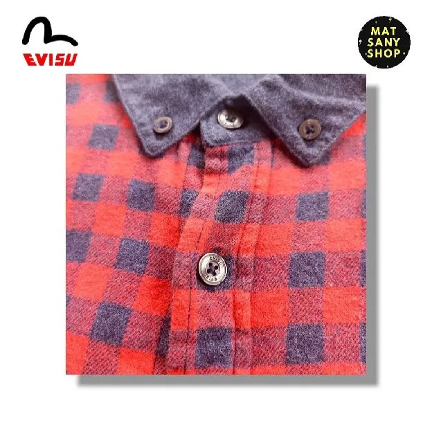 Kemeja Gunung Flanel Lengan Panjang Evisu Jeans Denim Japan