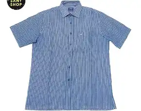Kemeja Kasual Kantor Kerja Lengan Pendek Arrow Usa Biru Garis Garis Stripes Short Sleeve