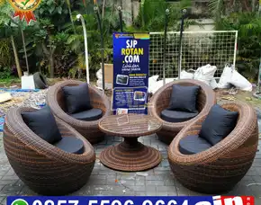 Pengrajin Sofa Bulat Rotan Sintetis Rangka Besi Dilapisi Anti Karat