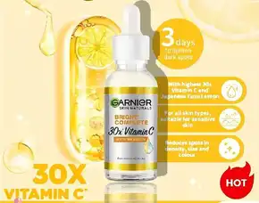 Garnier Bright Complete Vitamin C 30x Booster Serum 30 Ml Skin Care 30ml Cepat Cerahkan Noda Hitam