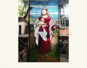 Pesan Toko Kaca Patri Grafir Inlay Gereja Lingga