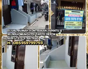 Dijual Rumah Kontrakan 14pintu & 1rumah Mungil Di Tapos Depok.Shm Lt670 Strategis