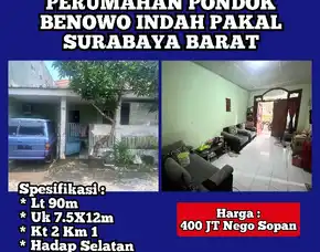 Di Jual Perumahan Pondok Benowo Indah Surabaya Jual Murah