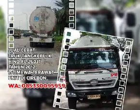 Truk Dijual, Truck Tangki, Truk Tangki Bulk Hino Fl 260jt Tahun 2012 Istimewa. Unit Di Cirebon