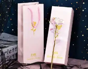 Gift Box Wanita Mawar Dekorasi Gold Foil Artificial Flower Dekorasi Bunga Mawar Hadiah Valentine