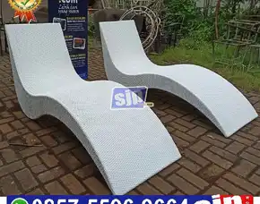 Sun Lounger Sunbed Kursi Kolam Renang Rotan Sintetis Lengkung